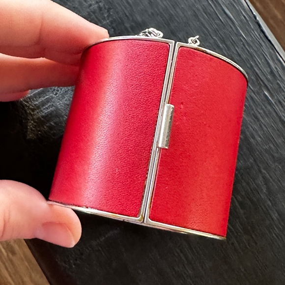CELINE RED SILVER LEATHER MANCHETTE CUFF BRACELET BY PHOEBE PHILO - Picture 7 of 10